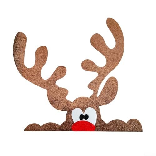 Elch Design Weihnachten Filz Aufkleber für Türen und Fenster, personalisierbare Feiertagsdekoration (Elchhörner Stil) von WheatThrive