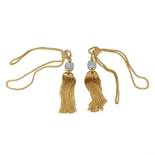 Elegante Raffhalter aus Seil mit Quaste und Perlenkugel, stilvolle Raffhalter für Vorhänge (gelb) von WheatThrive