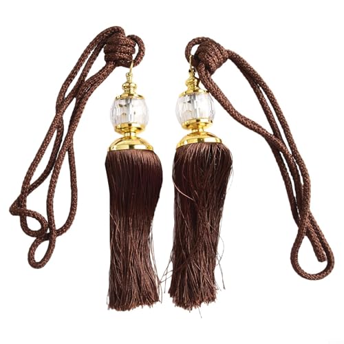 Elegante Raffhalter aus Seil mit Quaste und Perlenkugel, stilvolle Raffhalter für Vorhänge (roter Kaffee) von WheatThrive