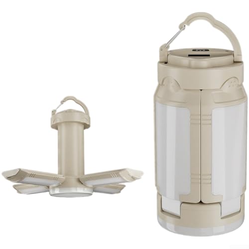 Faltbare LED-Camping-Laterne, Dual-Power-Camping-Hängelampe mit 90° verstellbaren Klingen, Digitalanzeige für Wandern, Camping (B) von WheatThrive