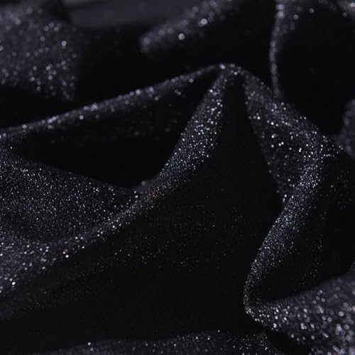 Glitzerstoff mit Sternenhimmel-Motiv für DIY Handwerk, Nähen, Kleider, Vorhänge, Accessoires und dekorative Projekte aus Polyester und PET-Folie (Schwarz) von WheatThrive