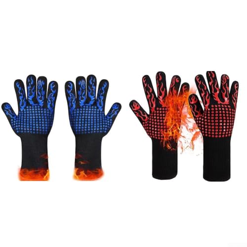Grillhandschuhe, hitzebeständige Oxidationsfaser-Grillhandschuhe °C °C hitzebeständige Ofenhandschuhe mit Silikon-Punkt-Griff zum Grillen Grillen Backen von WheatThrive
