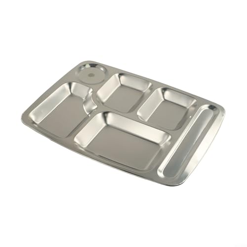 Kinder-Snack-Tablett aus Edelstahl, mit mehreren Gittern, für Schule und Camping (6 Fächer) von WheatThrive