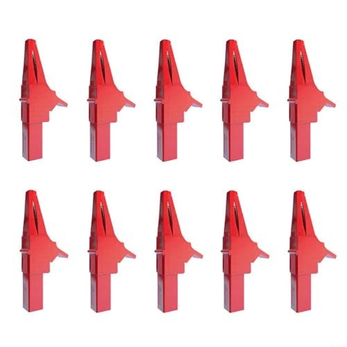 Krokodilklemmen aus Kupfer, rutschfest, vernickelt, 27 mm, Krokodilklemme mit 4 mm Bananenbuchse für Multimeter, Rot, 10 Stück Krokodilklemmen aus Kupfer, rutschfest, vernickelt, 27 mm, Krokodilklemme mit 4 mm Bananenbuchse für Multimeter, Rot, 10 Stück von WheatThrive