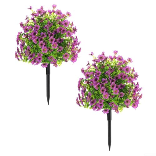 Künstliche Buchsbaum-Formschnitt-Kugeln, 2 Stück, 40 x 60 cm, Kunststoff, künstliche Sträucher, Eukalyptus, Pflanzensträucher für Innen- und Außendekoration (lila) von WheatThrive