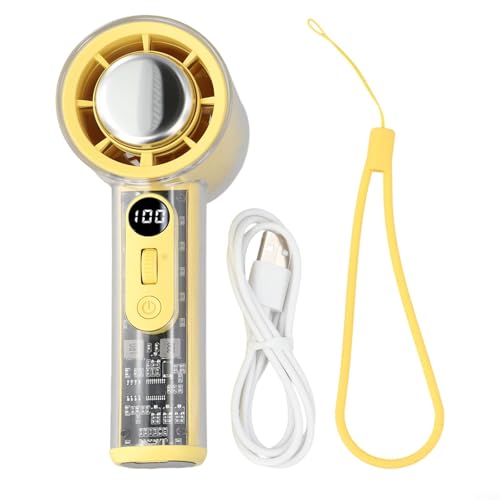 Leistungsstarker Handventilator mit langlebigem 3000 mAh Akku, 100 Geschwindigkeitsregelung und leisem Betrieb (gelb) von WheatThrive