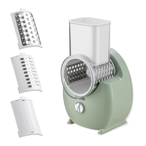 Mahlzeitenvorbereitung mit dem innovativen 3-in-1 elektrischen rotierenden Gemüseschneidegerät (grün) von WheatThrive