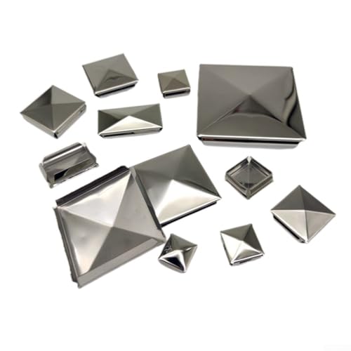 Quadratische Pfostenkappe aus Edelstahl in Pyramidenform zum Schutz Ihrer Pfosten vor Feuchtigkeitsschäden (1 Stück 16 mm) von WheatThrive