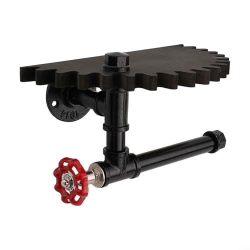 Retro Industrial Pipe Bracket, Versatile Functionality Wall Mounted Holder Roller Wood Gear Wall Shelf for Toilet Retro Industrial Pipe Bracket, Versatile Functionality Wall Mounted Holder Roller Wood Gear Wall Shelf for Toilet von WheatThrive