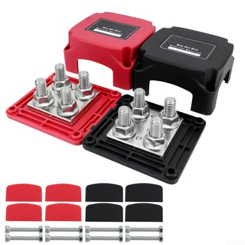 Robuste 400 A Marine-Sammelschienenblende mit M10-Klemmen für 12 V/48 V Gleichstrom, entworfen für Wohnmobile, LKWs und Marine-Gebrauch (rot + schwarz) von WheatThrive