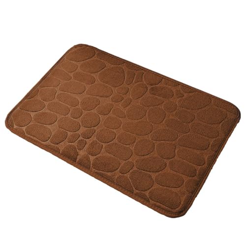 Rutschfester Badezimmerteppich mit Memory-Schaum und Korallen-Fleece, perfekt für den täglichen Gebrauch (braun) von WheatThrive