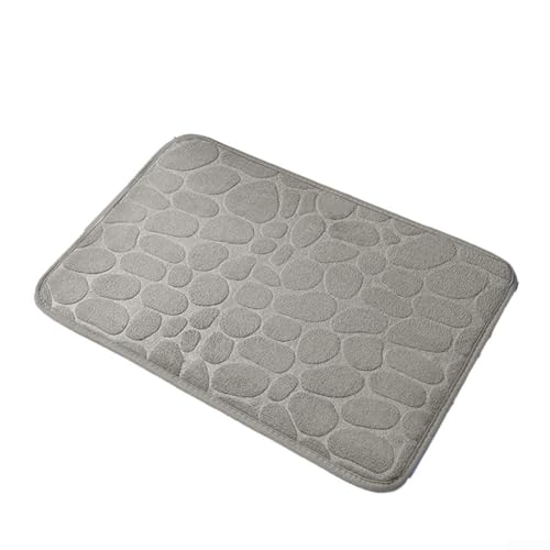 Rutschfester Badezimmerteppich mit Memory-Schaum und Korallen-Fleece, perfekt für den täglichen Gebrauch (grau) von WheatThrive