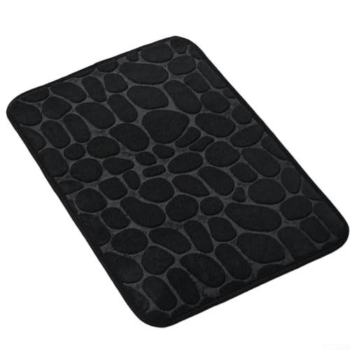 Rutschfester Badezimmerteppich mit Memory-Schaum und Korallen-Fleece, perfekt für den täglichen Gebrauch (schwarz) von WheatThrive