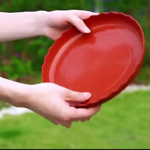 Sammeln Sie effizient überschüssiges Wasser mit diesem Set aus 10 Blumentopf-Tabletts mit mobiler Basis (rot) von WheatThrive