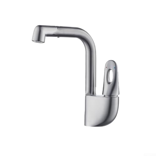 Schwenkbarer Waschtischarmatur, 225 x 175 mm Kupfermischer, Einhebelmischer, heißer und kalter Wasserhahn, drehbar, multifunktional, für Badezimmer (grau) von WheatThrive