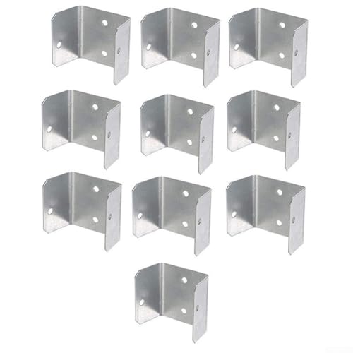 Set mit 10 verzinkten Stahl-Zaunpaneel-Clips für stabile Befestigung von Spalieren und Holzpfosten, geeignet für 32 mm bis 50 mm Platten (50 mm) von WheatThrive