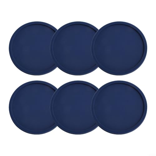 Set mit 6 Silikon-Untersetzern, weiche und rutschfeste runde Getränkeunterlagen, um Tische sauber zu halten, Feuchtigkeit zu absorbieren und rutschige Gläser zu verhindern (Marineblau) von WheatThrive