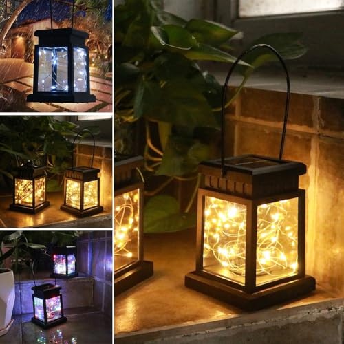 Solarlaterne Hängelaterne für Garten Wasserdichte Tischlampe mit flackerndem LED-Licht und antikem Design (003) von WheatThrive