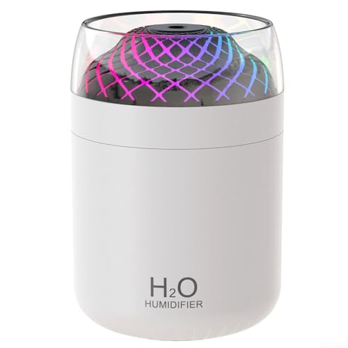 Sprüh-Luftbefeuchter, 500 ml, USB-Desktop-Luftbefeuchter mit Datenkabel, Nachtlicht, Timer für Schlafzimmer, Büro, Reisen, leise (weiß) von WheatThrive