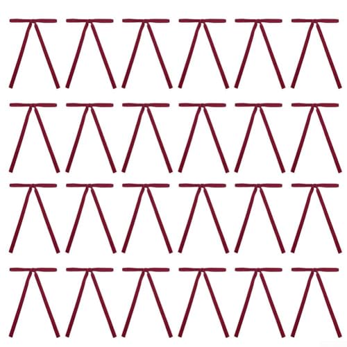 Stilvolle Weihnachtsbaumschleifen im Vintage-Stil, 24 Stück, Samt für ein wunderschön dekoriertes Zuhause (rot) von WheatThrive