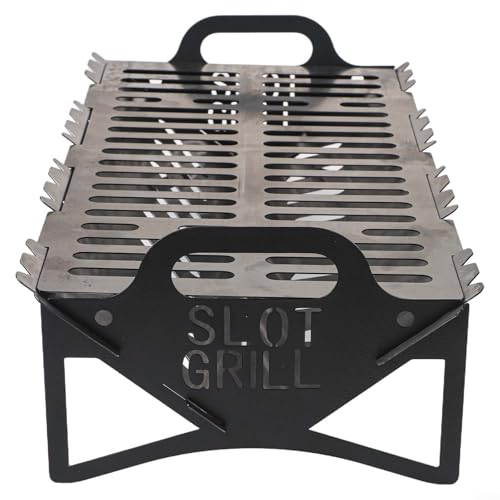 Tragbarer faltbarer Grill, 40 x 22 x 10 cm, Edelstahl, Holzkohlegrill zum Grillen im Freien von WheatThrive