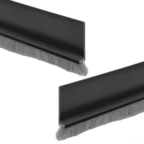 Türbodendichtungsbürstenstreifen, 2 Stück, für Schalldämmung und Staubkontrolle, selbstklebendes TPE-Material, passend für Garage, Schlafzimmer, Bad und Bürotüren (schwarz) von WheatThrive