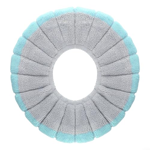 WC-Sitzpolsterbezug, dehnbares Polyester-Material, waschbares Design für Komfort in kalten Bädern, passend für die meisten Sitze (grau und grün) von WheatThrive