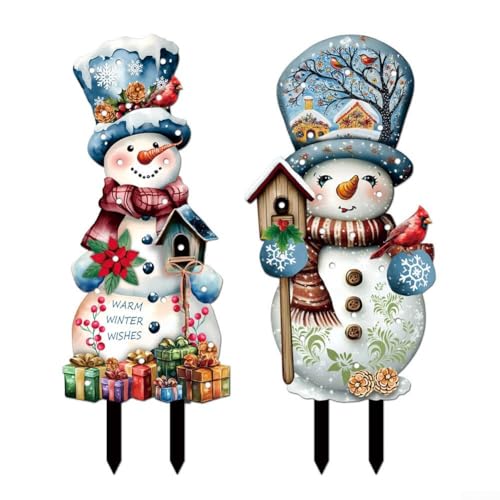 Weihnachts-LED-Hofschilder, wetterfest, für den Außenbereich, Acryl, Pfahl, Weg-Dekorationen für Weihnachtsdekoration von WheatThrive