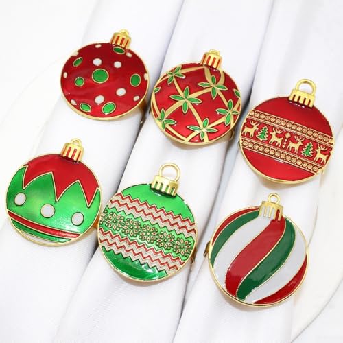 Weihnachtsserviettenringe-Set, 6 stabile Serviettenringe, Weihnachtstischdekoration für Weihnachten, Mittagessen, Hochzeitstisch Weihnachtsserviettenringe-Set, 6 stabile Serviettenringe, Weihnachtstischdekoration für Weihnachten, Mittagessen, Hochzeitstisch von WheatThrive