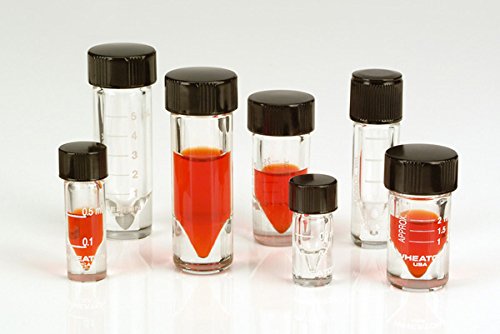 WHEATON 50332 0 Flacon, 10 mL, non gradué NextGen V Vial, en verre transparent, avec capuchon phénolique, noir (Pack de 6) von Wheaton