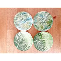 4 Keramik Magnete, Grün Floral Design Kühlschrankmagnet 4Er Set, Ton, Blumen von WheelThatUp