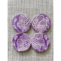 4 Keramik Magnete, Lila Blumen Design Kühlschrankmagnet 4Er Set, Ton von WheelThatUp