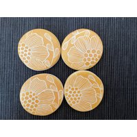 4 Keramik Magnete, Senfgelb Floral Design Kühlschrankmagnet 4Er Set, Ton, Blumen von WheelThatUp
