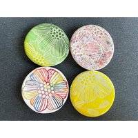 4Er Set Keramik Florale Handgemachte Magnete, Kühlschrankmagnet, Ton, Blumen, Bunt von WheelThatUp