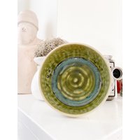 Grüne, Hellblaue Und Weiße Kleine Keramik Schale, Sukkulenten Übertopf von WheelThatUp