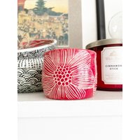 Leuchtend Rote Blumen Design Keramik Tasse, Schale, Sukkulenten Vase, Kleiner Übertopf, Radige Kunst von WheelThatUp