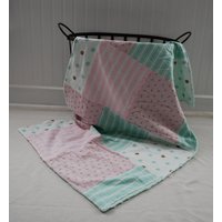 Mint, Rosa Und Gold Patchwork Baby Decke - Neutral Mädchen Decke, Mint Kinderzimmer, Kinderzimmer Dekor von WhenTheyWake