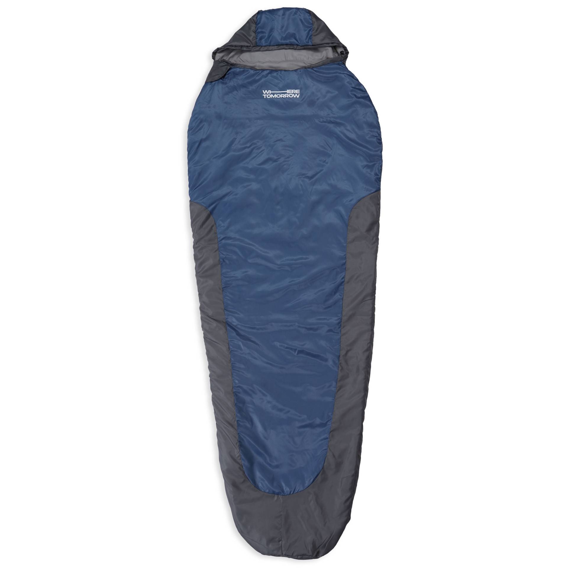 Camping Schlafsack Small & Light - Mumienschlafsack mit Tasche - 220 x 80 x 50 cm - Grau-Navyblau von Where Tomorrow