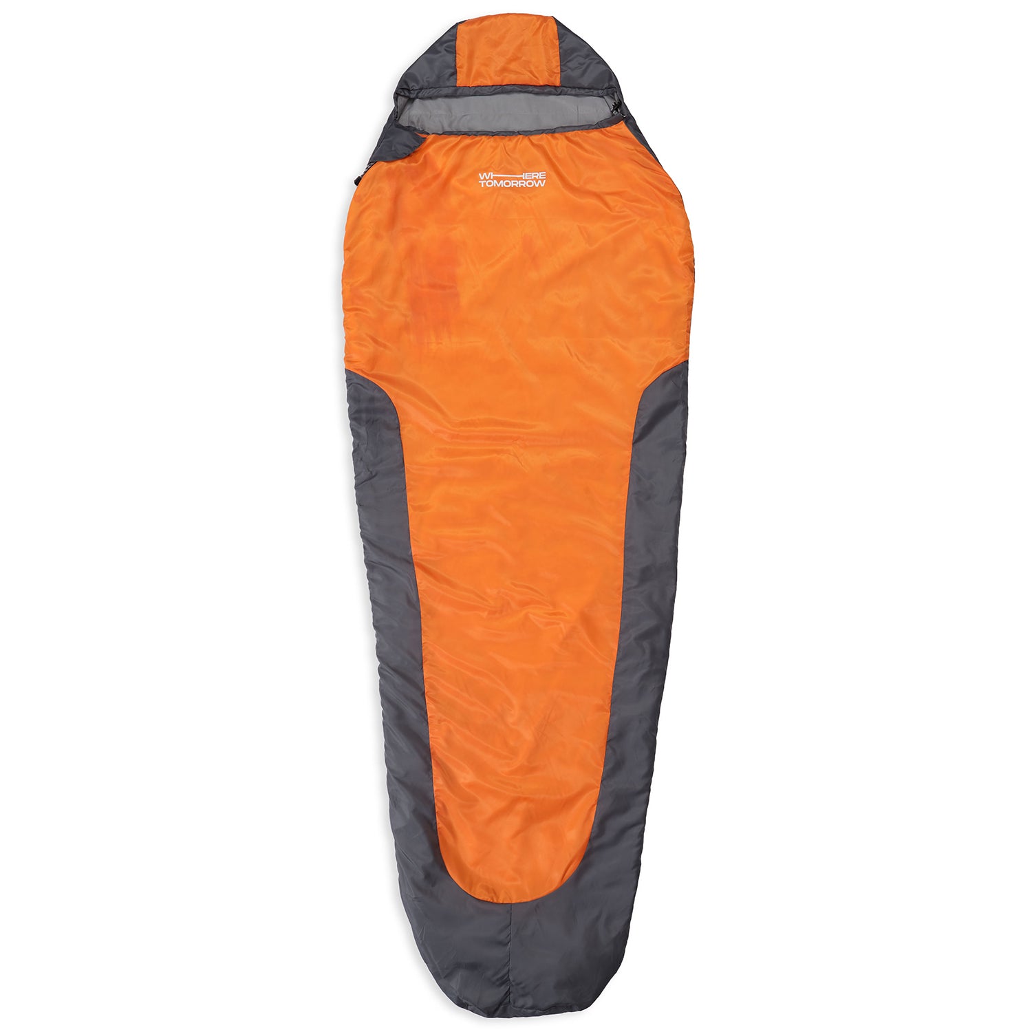 Camping Schlafsack Small & Light - Mumienschlafsack mit Tasche - 220 x 80 x 50 cm - Orange-Grau von Where Tomorrow