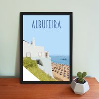 Albufeira Travel Poster - Retro Vintage-stil Portugal Kunstdruck, Kunstwerk, Haushaltsware, Algarve Postkarte, Reisekunstdruck von WheresClare