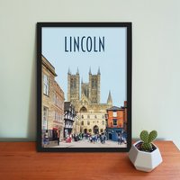 Lincoln Travel Poster - Retro Vintage Style Uk Kunstdruck, Kunstwerk, Haushaltsware, Lincoln, East Midlands, Uk, Reise Kunstdruck von WheresClare