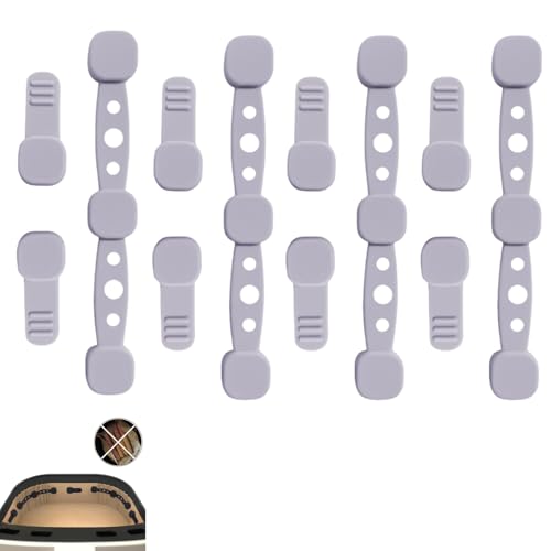 Magnetische Silikonschnallen für Heißluftfritteusen, 12 Stück Magnetische Backpapier Befestigungsschnalle, Magnet Silikon Schna zum Kochen und Backen in Der Heißluftfritteuse (Grau, quadratisch) von Whilmsiy Orbiatils