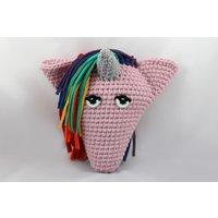 Deko-Kissen Einhorn Rosa Mit Silbernem Horn von WhimWhamHamburg