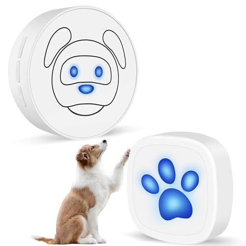 Whimsii Dog Doorbell, Wireless Ring Bell to Go Outside, IP55 Waterproof Buttons, 55 Melodies, 4 Volume Levels & 950ft Range (White, 1 Reciever 1 Transmitter) von Whimsii