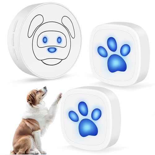 Whimsii Dog Doorbell, Wireless Ring Bell to Go Outside, IP55 Waterproof Buttons, 55 Melodies, 4 Volume Levels & 950ft Range (White, 1 Reciever 2 Transmitter) von Whimsii