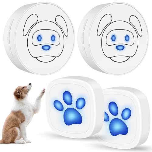 Whimsii Dog Doorbell, Wireless Ring Bell to Go Outside, IP55 Waterproof Buttons, 55 Melodies, 4 Volume Levels & 950ft Range (White, 2 Recievers 2 Transmitters) von Whimsii