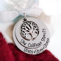 Personalisierte Familie Weihnachten Ornament Mit Namen Jahresschmuck Dem Kreis Des Lebens Charme Stammbaum Graviert von WhirlyBirdDesigns
