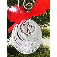 Verkauf Personalisiert Erste Weihnachten Ornament Hochzeit Verlobung Als Mr. Und Mrs. Hand Gestempelt Herz Charme von WhirlyBirdDesigns