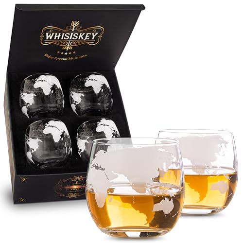 Whisiskey - Whisky Gläser Set - Whiskey Geschenkset Glas - Whiskygläser - Geschenke für Männer - Männergeschenke - Geburtstagsgeschenk Mann - Geschenkbox, 4 Rum Gläser x 285ML von Whisiskey