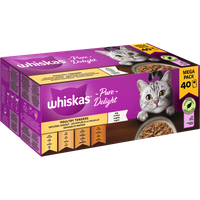 PURE DELIGHT Portionsbeutel Multipack Mega Pack Geflügel Ragout in Gelee 40 x 85g von Whiskas